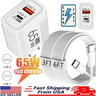 65W Super Fast Charging USB Type C Wall Charger For iPhone 17 16 15 14 X Pro Max