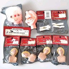 Lot of 8 Vintage Fibre Craft Doll Heads Arms Santa Claus NOS Korea