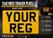 11x8 Square Rear Number Plate Yellow 4x4 Trailer Caravan Road Legal MOT