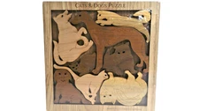 Creative Crafthouse Cats & Dogs Wooden Puzzle Brain Teaser Made In USA Laser Cut