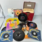 Vinyl Record Lot with Red Amfile Platter-pak Case Elvis Presley Styx 45 RPM