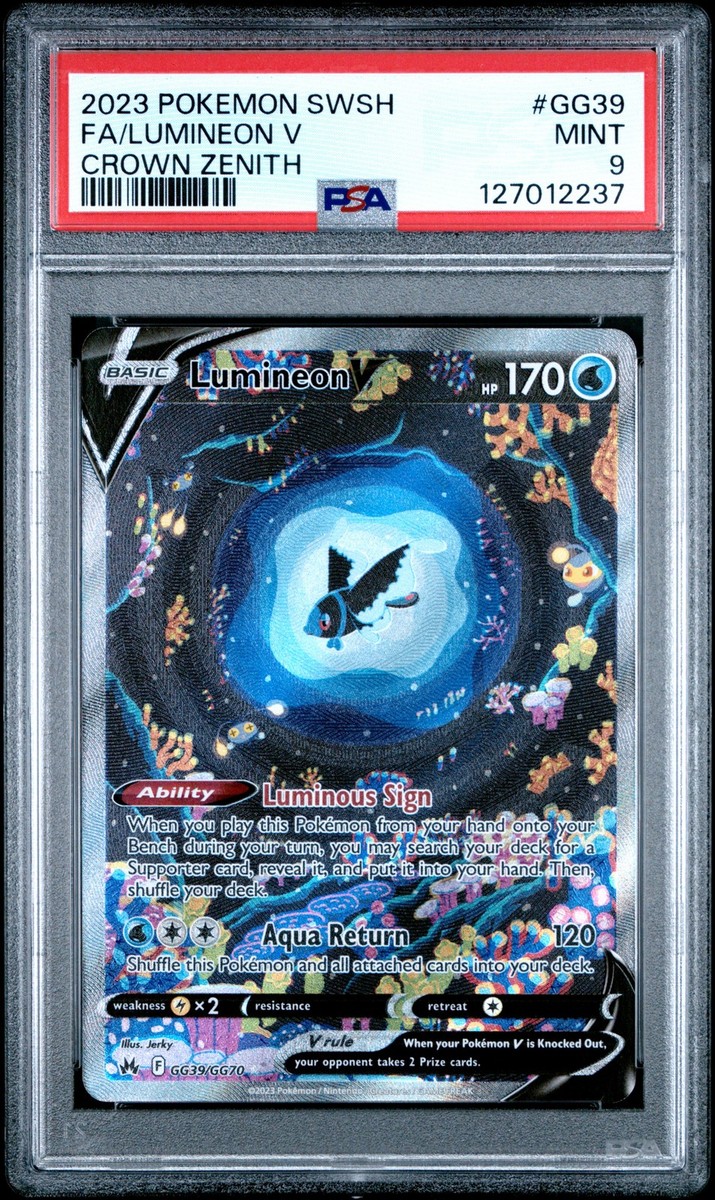 PSA 9 Lumineon V Secret Rare #GG39 2023 Pokemon Crown Zenith