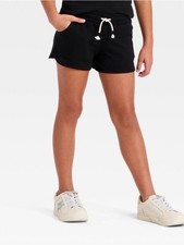 Girls' Black Cat and Jack Drawstring Lounge Shorts 6X