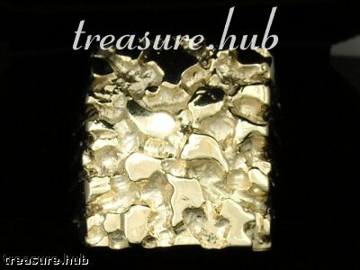MR33  HUGE Big-bling Genuine 9ct 9K SOLID Yellow Gold Mens NUGGET Ring - size 10