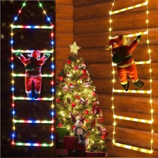 Christmas LED Ladder Fairy Lights Outdoor Xmas Party Decors with Climbing Santa