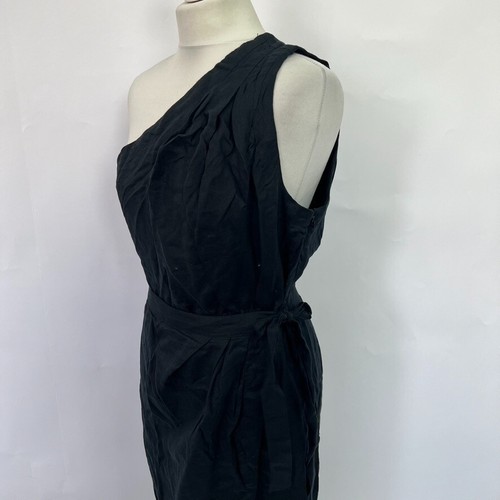 Anthropologie One-Shoulder Linen Midi Dress. Black. UK 14. RRP £148 - Picture 6 of 8