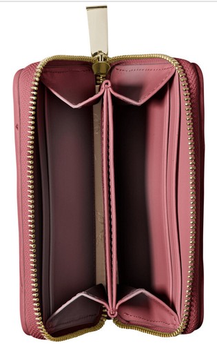 New Michael Kors Jet Set Woven Leather Zip-Around Card Case light berry sorbet - Picture 2 of 2