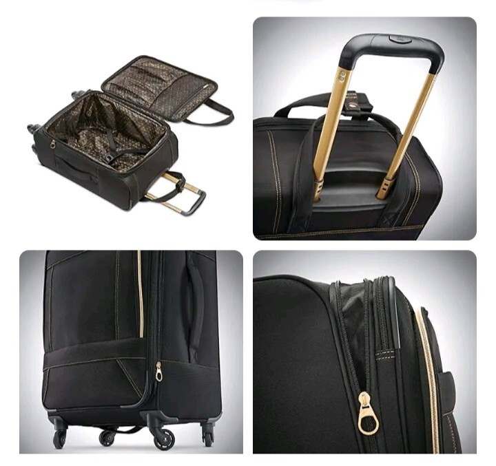 American Tourister Belle Voyage Softside Luggage with Spinner Wheels Black 21"
