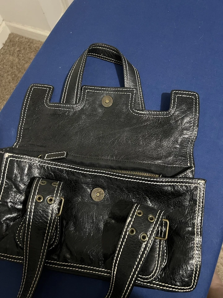 BOLSO DE HOMBRO PEQUEÑO CYNTHIA ROWLEY CUERO NEGRO Foto 3 de 4