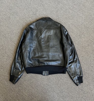 Vtg 60s Black A-2 Style Leather Jacket by Leather Forever San 