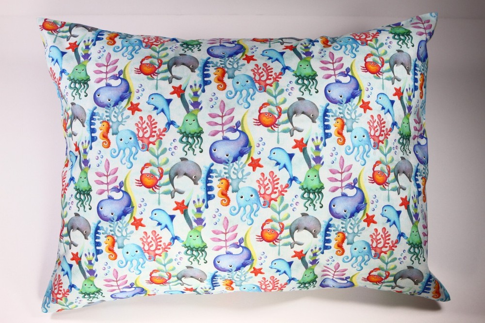 Sea Animal Cotton Travel Pillow Case for Toddlers - Multiple Sizes