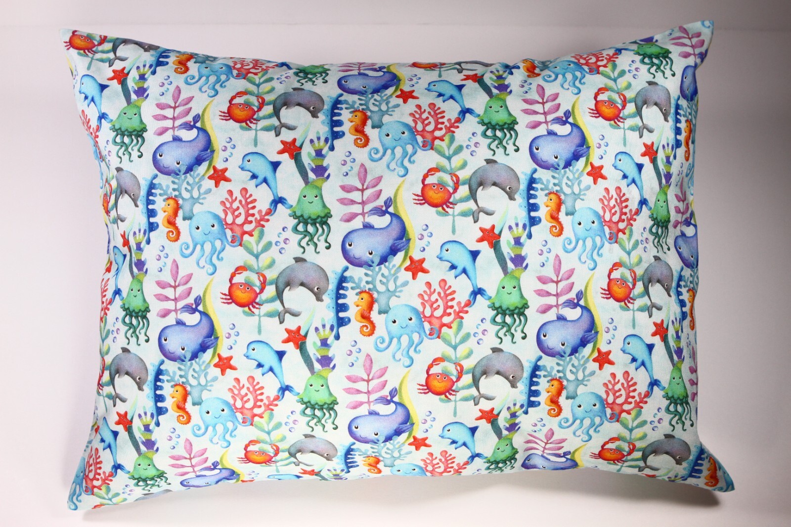 Sea Animal Cotton Travel Pillow Case for Toddlers - Multiple Sizes-image
