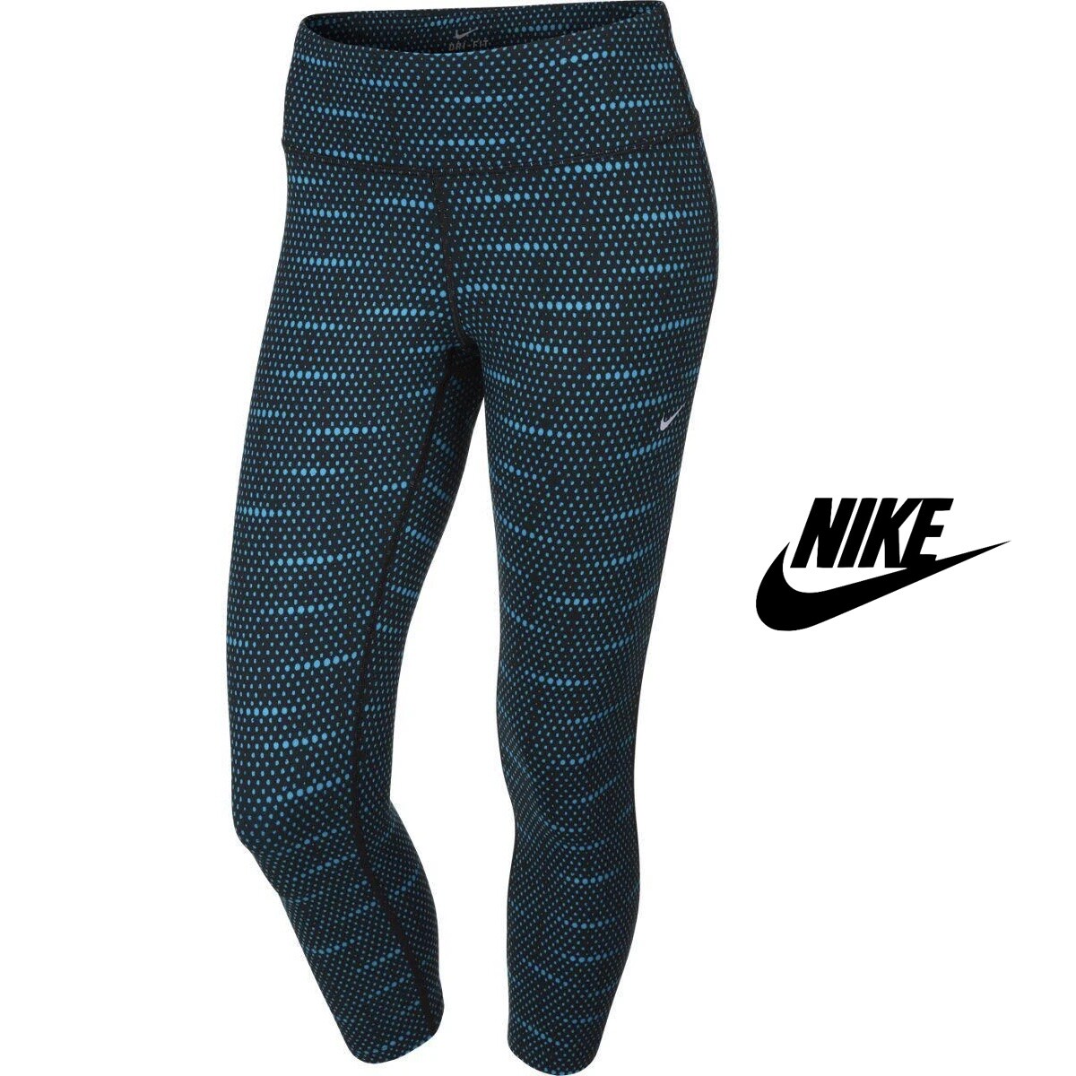 Nike Dri-FIT Epic Run Womens 22-Inch Cropped Running Leggings Reflective Black Blue Small