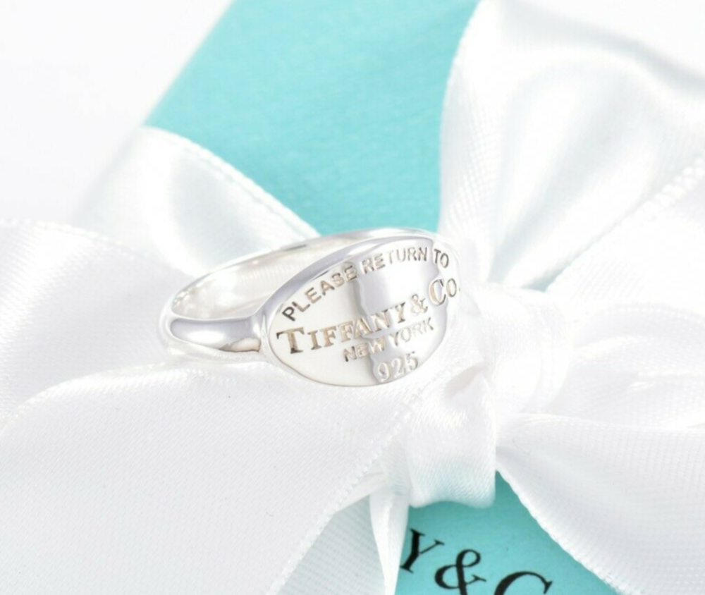 Size Please Return To Tiffany Co Silver Oval Signet Band