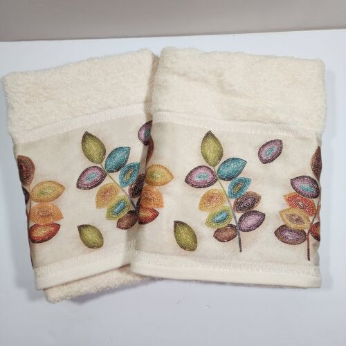 Crosscill Home Mosaic Leaves Bath Towels Set 2 Multicolor 100% Cotton