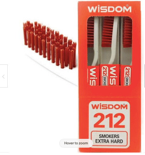 4X Wisdom 212 Smokers Extra Hard Brown Bristle Tooth Brush.U