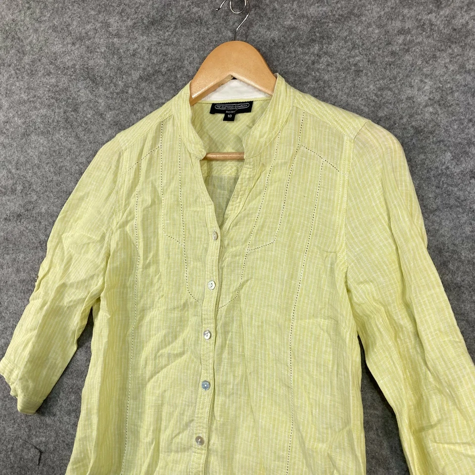 Camisa Top Mujer The Clothing Company Lino Talla 10 Verde Manga 3/4 24218 Foto 2 de 4