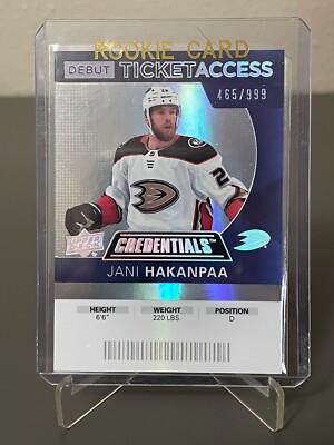 2020-21 UD Credentials Jani Hakanpaa Debut Ticket Access #87 /999 Anaheim Ducks