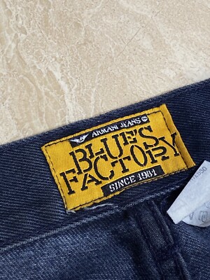Vintage Armani Jeans Blues Factory Metal Logo Cotton Denim