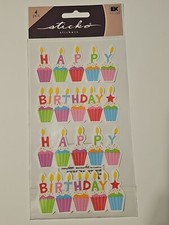 EK SUCCESS Sticko Stickers BIRTHDAY CAKES Cupcakes Candles NIP Scrapbooking