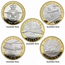 2018 NEW SEALED £2 RAF 100th Anniversary Coins F-35 Vulcan Spitfire BU Packs