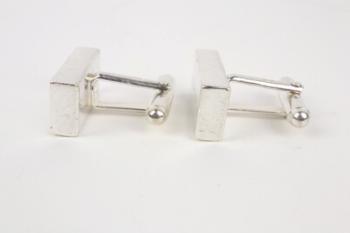 Vintage GUCCI Rectangle Cufflinks GUCCI Logo made in Italy Sterling Silver 925 - Picture 4 of 9