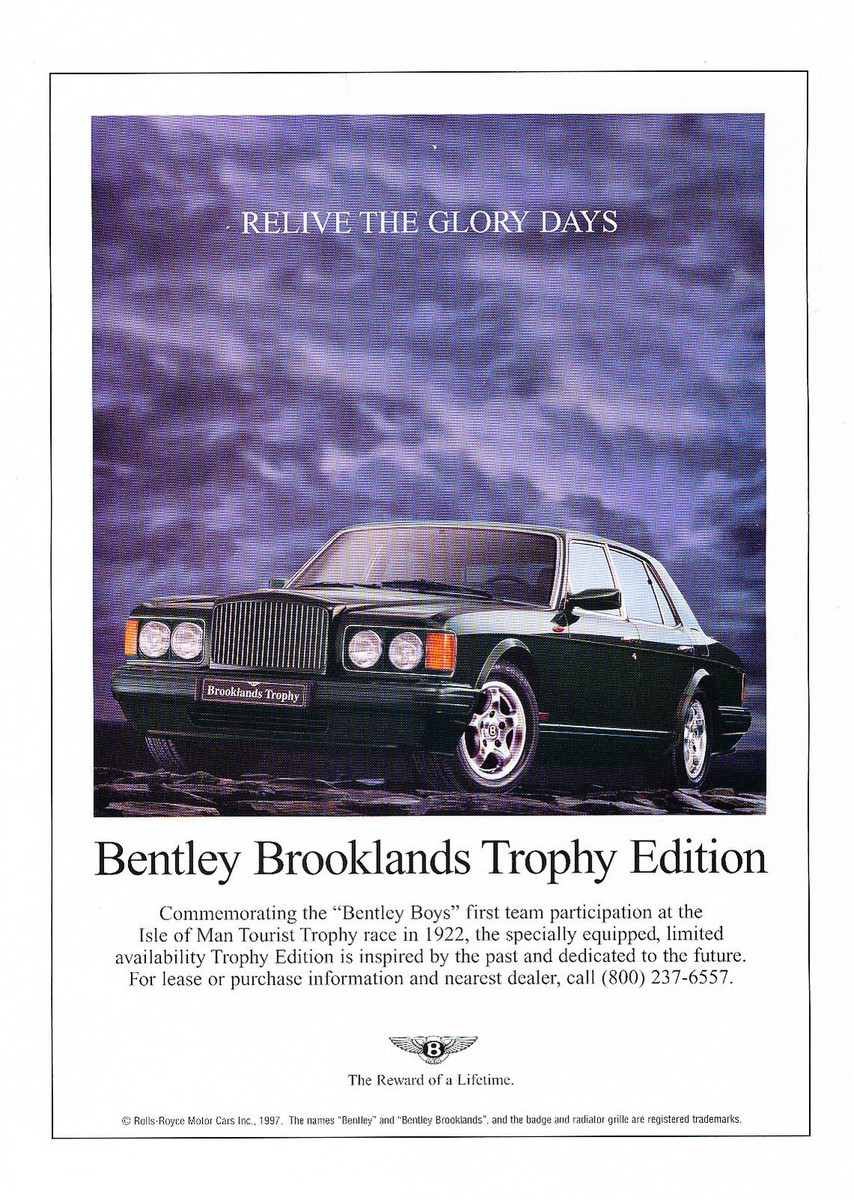 1997 Bentley Brooklands Trophy Edition Original Advertisement Car