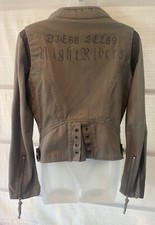 Diesel Olive/brown Fitted Nightriders Moto Biker Jacket~pkts~cool Lining~l Euc