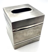 Paradigm Chrome Tissue Box Cover Made in India 5x5x5.5" NEW with Tag
