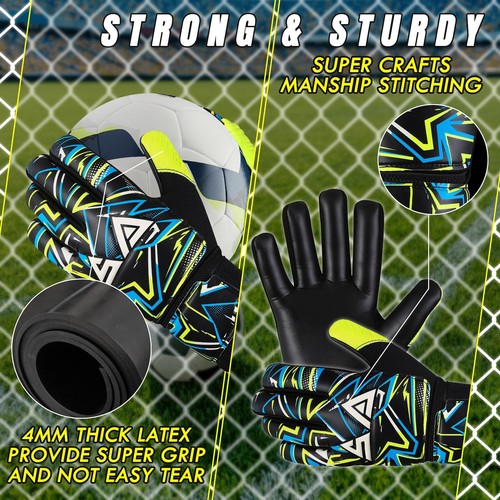 Guantes de portero de fútbol HHH niños niños guantes de fútbol con palmas de agarre - Imagen 3 de 8