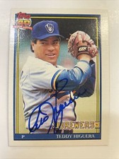 Teddy Higuera Autographed 1991 Topps Card #475 Milwaukee Brewers A-386