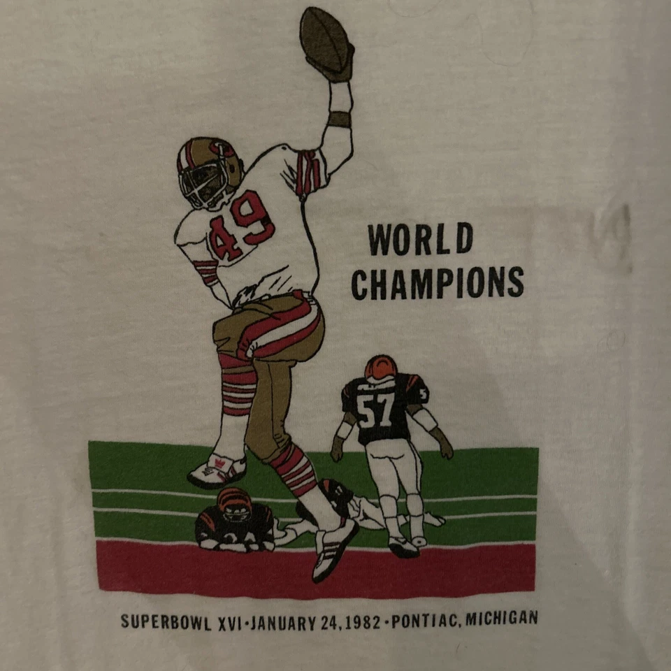 Camiseta De Colección Años 80 1981 San Francisco 49ers Campeones Superbowl Pantalla L Estrellas Foto 4 de 4