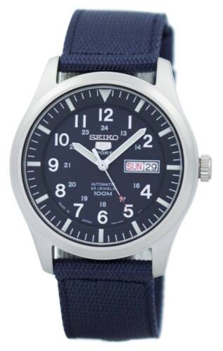 Seiko 5 Sports Automatic Blue Dial Blue Band Silver Case SNZG11J1 Men's Watch - Zdjęcie 1 z 7