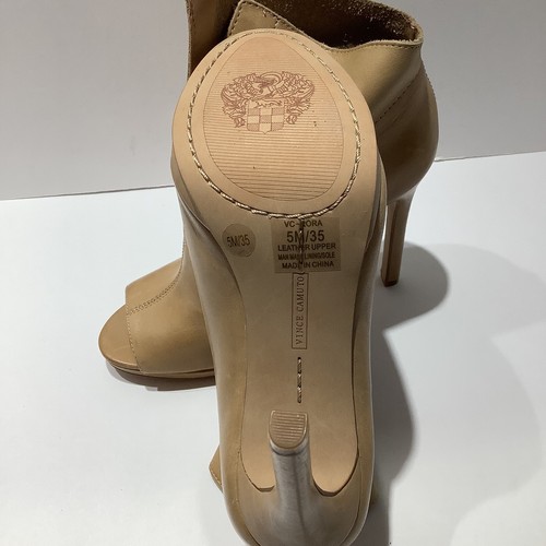Vince Camuto Tan Glove Leather Rora Peep-Toe Stiletto Booties Womens Sz. 5M, New - Picture 7 of 7