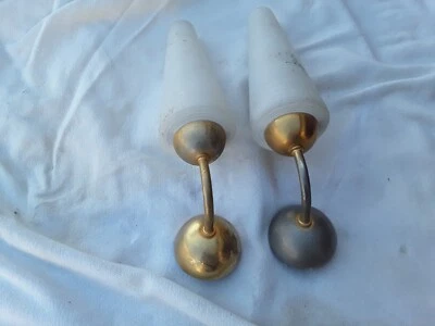 Appliques Verre Depoli /Metal Murale Ancienne Dore - Photo 1/4