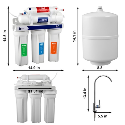 Sistema de filtración de agua de ósmosis inversa de 5 etapas purificador para beber en el hogar 75 GPD - Imagen 2 de 16