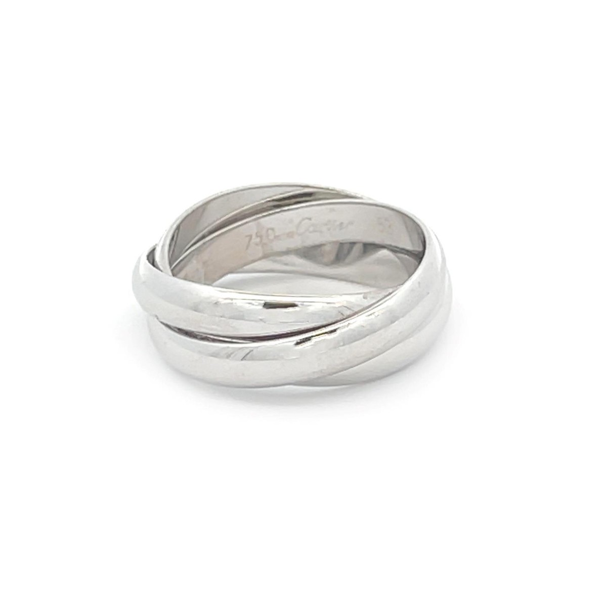 Cartier Trinity Ring 18k White Gold 3mm Wide Rolling Band EU 53-US 