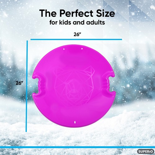 Superio Round Snow Saucer Sled, 4 Pack Fuchsia Pink 26" Disc for Kids and Adults - Picture 2 of 6