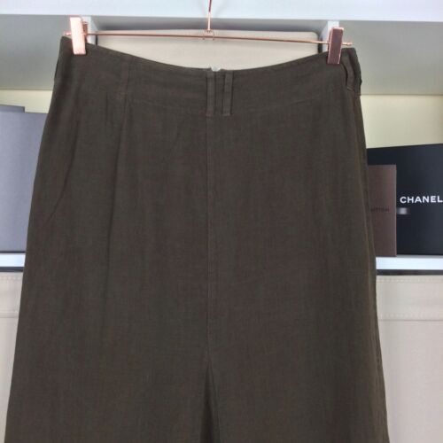 Gonna midi lino Max Mara taglia 14 marrone filato tinto Camilla W32" L32" - Foto 2 di 13