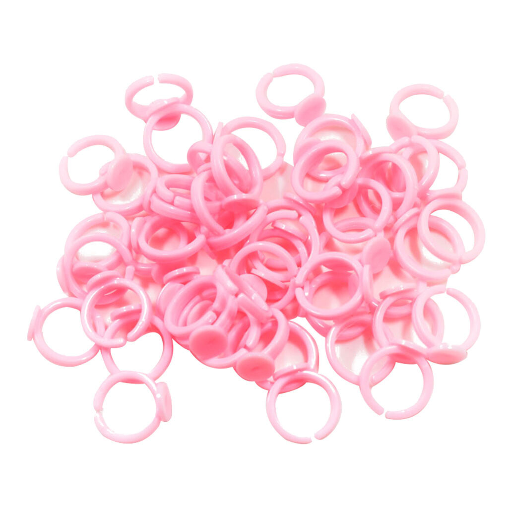 50pcs Pink Plastic Rings Base Adjustable Jewelry Findings Girls