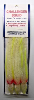 4-1/2'' Octopus Squid Skirt Challenger Trolling Casting Lure Glow 3 Pack NEW