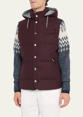 Brunello Cucinelli Wolle Seide Kaschmir Down Kapuzenweste - M - Neu -