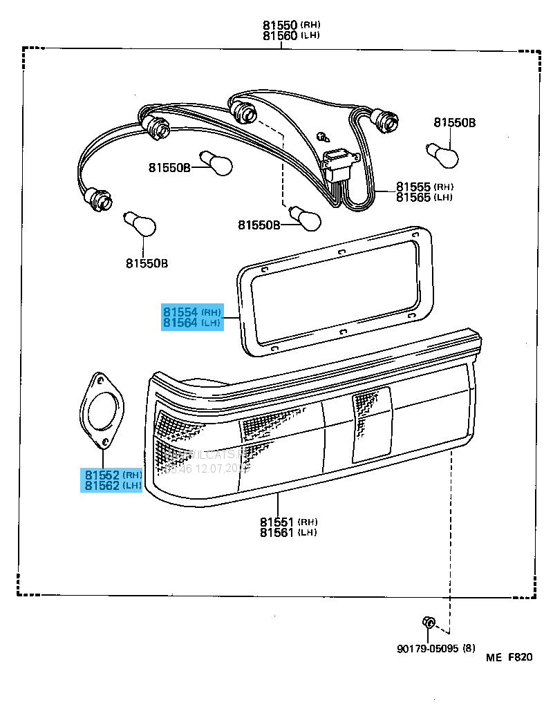 TOYOTA LEVIN TRUENO AE86 Genuine 3door Tail Lamp Light Gasket RH