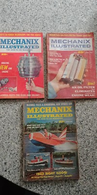 3 VINTAGE ISSUES OF MECHANIX ILLUSTRATED..FEB.1962..JAN.62..APRIL