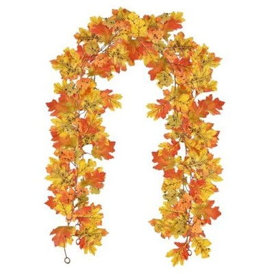  2 Pack Artificial Maple Leaf Garlands, 5.9 ft/Piece Autumn Hanging Fall Leave 