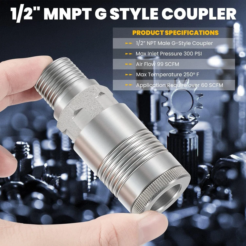 Пневматическая штекерная воздушная муфта для Milton S-1816 G Style 1/2 дюйма NPT 60+ SCFM Air Shop - Изображение 3 из 4