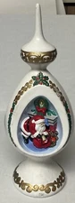 Vintage 1977 Byron Molds Ceramic Christmas Santa Tree Top Ornament Table Light