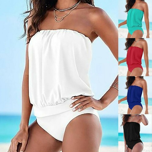 Mujeres Traje de baño sin tirantes Bandeau Prendas para el torso Traje de baño Tankini Playa Bikinis Conjunto de baño - Imagen 15 de 23