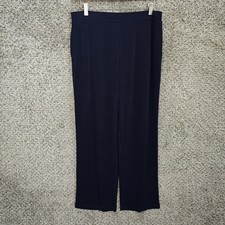Susan Graver Pants Womens MP Petite Medium Navy Blue Liquid Knit Pull On Stretch