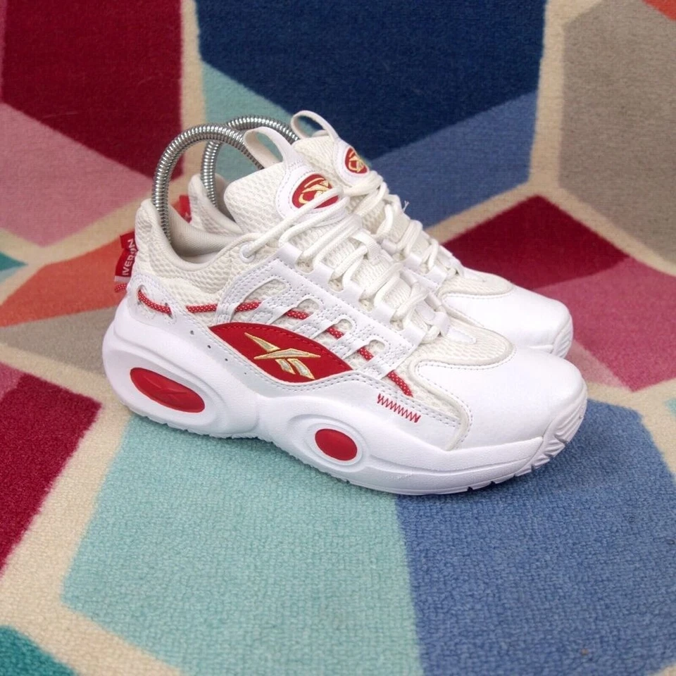 Zapatos de baloncesto Reebok Iverson Solution Mid blancos rojos para niños talla 3,5 EE. UU. Foto 4 de 4